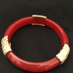 Red Vintage Gold Embellished Bangle